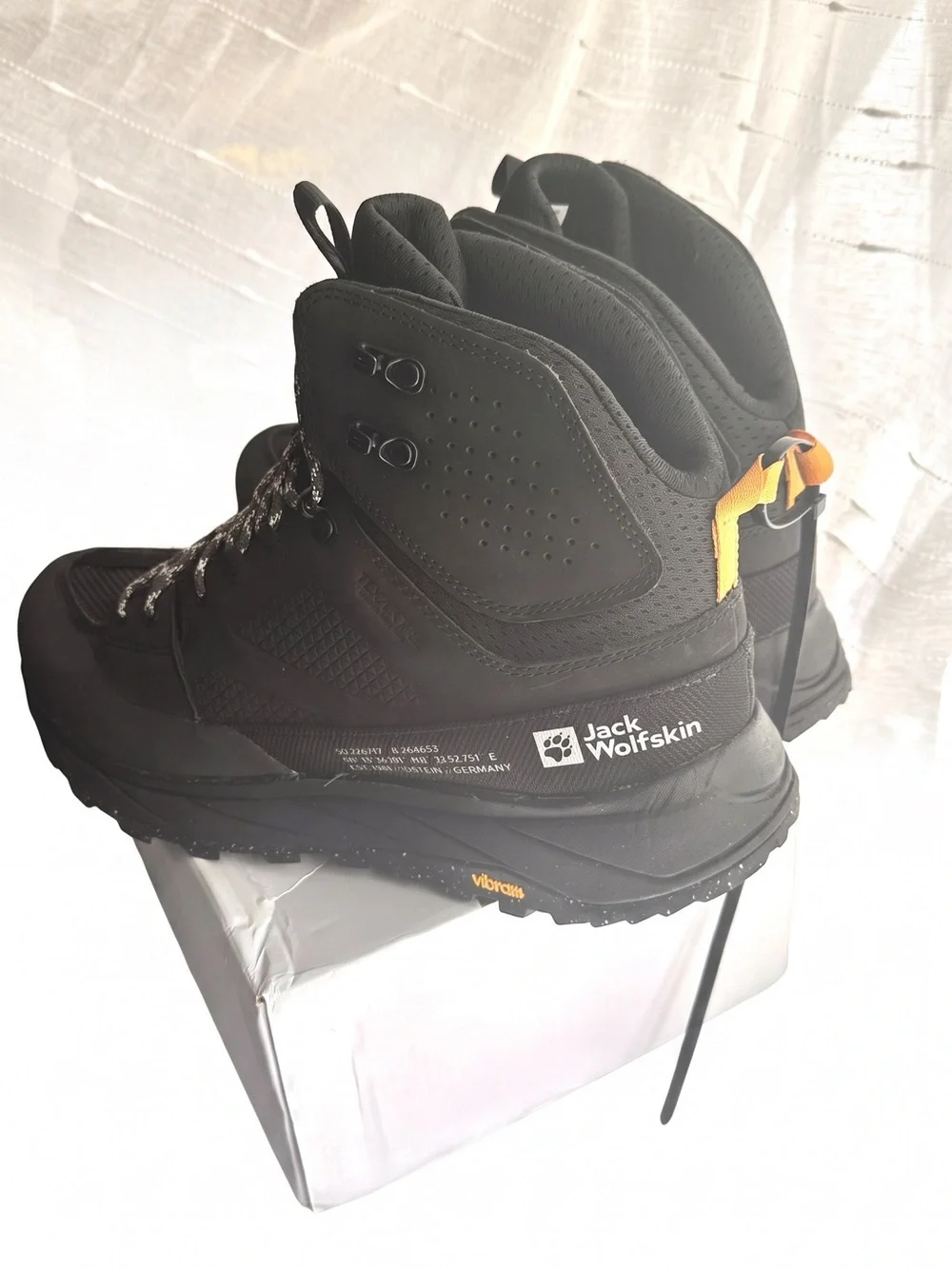 Jack Wolfskin Terraquest Texapore Black Hiking Boot with Orange Heel Loop